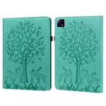 For Xiaomi Pad 6 / Pad 6 Pro Tree & Deer Embossed Leather Tablet Case(Green)