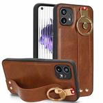 For Nothing Phone 1 Wristband Leather Back Phone Case(Brown)