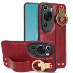 For Huawei P60 Art Wristband Leather Back Phone Case(Red)