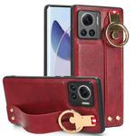 For Motorola Edge 30 Ultra Wristband Leather Back Phone Case(Red)