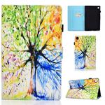 For Lenovo Tab M10 Plus TB-X606F Colored Drawing Stitching Horizontal Flip Leather Case, with Holder & Card Slots & Sleep / Wake-up Function(Colorful Tree)