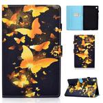 For Lenovo Tab M10 Plus TB-X606F Colored Drawing Stitching Horizontal Flip Leather Case, with Holder & Card Slots & Sleep / Wake-up Function(Golden Butterfly)