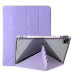 For iPad Pro 11 2022 / 2021 / 2020 Clear Acrylic Deformation Leather Tablet Case(Purple)