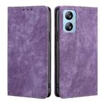 For Blackview A52 RFID Anti-theft Brush Magnetic Leather Phone Case(Purple)