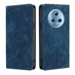 For Honor Magic5 RFID Anti-theft Brush Magnetic Leather Phone Case(Blue)