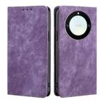 For Honor X40 RFID Anti-theft Brush Magnetic Leather Phone Case(Purple)