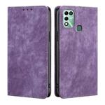 For Infinix Hot 11 Play RFID Anti-theft Brush Magnetic Leather Phone Case(Purple)