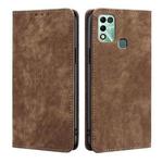 For Infinix Hot 11 Play RFID Anti-theft Brush Magnetic Leather Phone Case(Brown)