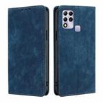For Infinix Hot 11 Russian Version RFID Anti-theft Brush Magnetic Leather Phone Case(Blue)