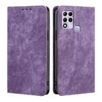For Infinix Hot 11 Russian Version RFID Anti-theft Brush Magnetic Leather Phone Case(Purple)
