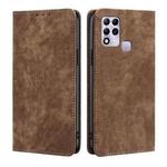 For Infinix Hot 11 Russian Version RFID Anti-theft Brush Magnetic Leather Phone Case(Brown)