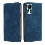 For Infinix Hot 11s NFC RFID Anti-theft Brush Magnetic Leather Phone Case(Blue)