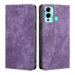 For Infinix Hot 12 Play RFID Anti-theft Brush Magnetic Leather Phone Case(Purple)