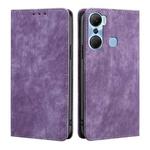 For Infinix Hot 12 Pro RFID Anti-theft Brush Magnetic Leather Phone Case(Purple)