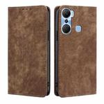 For Infinix Hot 12 Pro RFID Anti-theft Brush Magnetic Leather Phone Case(Brown)