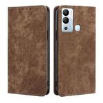 For Infinix Hot 12i RFID Anti-theft Brush Magnetic Leather Phone Case(Brown)