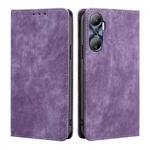 For Infinix Hot 20 4G RFID Anti-theft Brush Magnetic Leather Phone Case(Purple)