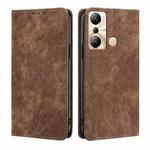 For Infinix Hot 20i RFID Anti-theft Brush Magnetic Leather Phone Case(Brown)
