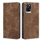 For Infinix Note 10 Pro RFID Anti-theft Brush Magnetic Leather Phone Case(Brown)
