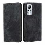 For Infinix Note 11 RFID Anti-theft Brush Magnetic Leather Phone Case(Black)