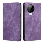 For Infinix Note 12 2023 / Note 12 Pro 4G RFID Anti-theft Brush Magnetic Leather Phone Case(Purple)