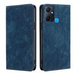 For Infinix Smart 6 Plus RFID Anti-theft Brush Magnetic Leather Phone Case(Blue)