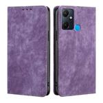 For Infinix Smart 6 Plus RFID Anti-theft Brush Magnetic Leather Phone Case(Purple)