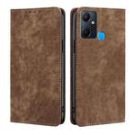 For Infinix Smart 6 Plus RFID Anti-theft Brush Magnetic Leather Phone Case(Brown)