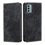 For Nokia G22 RFID Anti-theft Brush Magnetic Leather Phone Case(Black)