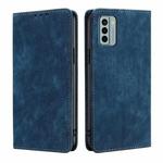 For Nokia G22 RFID Anti-theft Brush Magnetic Leather Phone Case(Blue)