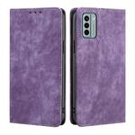 For Nokia G22 RFID Anti-theft Brush Magnetic Leather Phone Case(Purple)