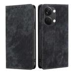 For OnePlus Ace 2V 5G RFID Anti-theft Brush Magnetic Leather Phone Case(Black)