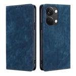 For OnePlus Ace 2V 5G RFID Anti-theft Brush Magnetic Leather Phone Case(Blue)