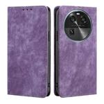 For OPPO Find X6 5G RFID Anti-theft Brush Magnetic Leather Phone Case(Purple)