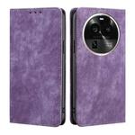 For OPPO Find X6 Pro 5G RFID Anti-theft Brush Magnetic Leather Phone Case(Purple)