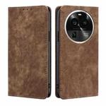For OPPO Find X6 Pro 5G RFID Anti-theft Brush Magnetic Leather Phone Case(Brown)