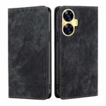 For Realme C55 4G RFID Anti-theft Brush Magnetic Leather Phone Case(Black)