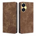 For Realme C55 4G RFID Anti-theft Brush Magnetic Leather Phone Case(Brown)