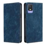 For TCL 403 RFID Anti-theft Brush Magnetic Leather Phone Case(Blue)