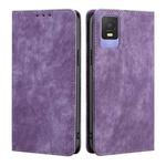 For TCL 403 RFID Anti-theft Brush Magnetic Leather Phone Case(Purple)