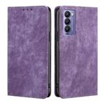 For Tecno Camon 18 / 18P RFID Anti-theft Brush Magnetic Leather Phone Case(Purple)