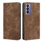 For Tecno Camon 18 / 18P RFID Anti-theft Brush Magnetic Leather Phone Case(Brown)