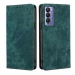 For Tecno Camon 18 / 18P RFID Anti-theft Brush Magnetic Leather Phone Case(Green)