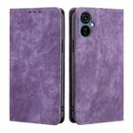 For Tecno Camon 19 Neo RFID Anti-theft Brush Magnetic Leather Phone Case(Purple)