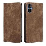 For Tecno Camon 19 Neo RFID Anti-theft Brush Magnetic Leather Phone Case(Brown)