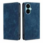 For Tecno Camon 19 / 19 Pro RFID Anti-theft Brush Magnetic Leather Phone Case(Blue)