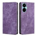 For Tecno Camon 19 / 19 Pro RFID Anti-theft Brush Magnetic Leather Phone Case(Purple)