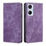 For Tecno Pop 6 Pro RFID Anti-theft Brush Magnetic Leather Phone Case(Purple)