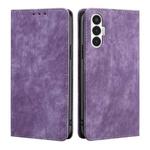 For Tecno Pova 3 RFID Anti-theft Brush Magnetic Leather Phone Case(Purple)