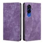 For Tecno Pova 4 Pro RFID Anti-theft Brush Magnetic Leather Phone Case(Purple)